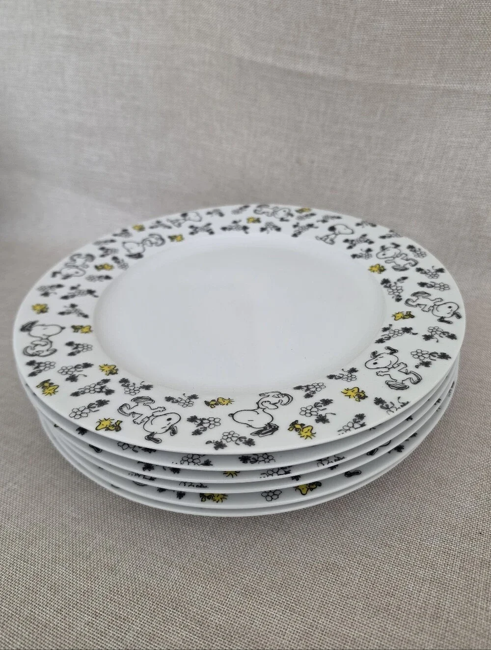 Peanuts Snoopy & Woodstock White Ceramic Dinner Plate - Set of 6
